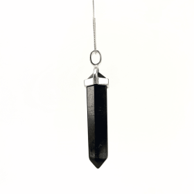 Shungite Doubleterm Hexagon Faceted Pendant silver bail 40-45 mm