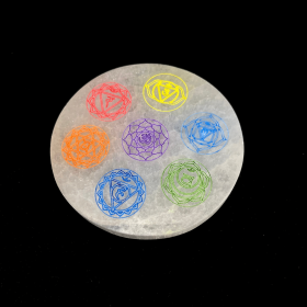 *Selenite Mixed Color Chakra | Round Plate | 10cm | Morocco